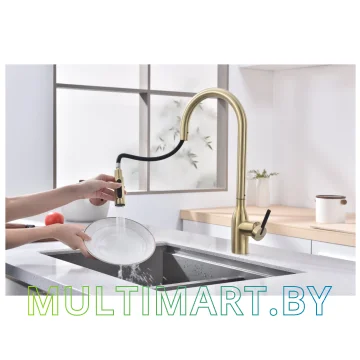 Смеситель Paulmark Universal Un213880-SBG (светлое брашированное золото) картинка 8